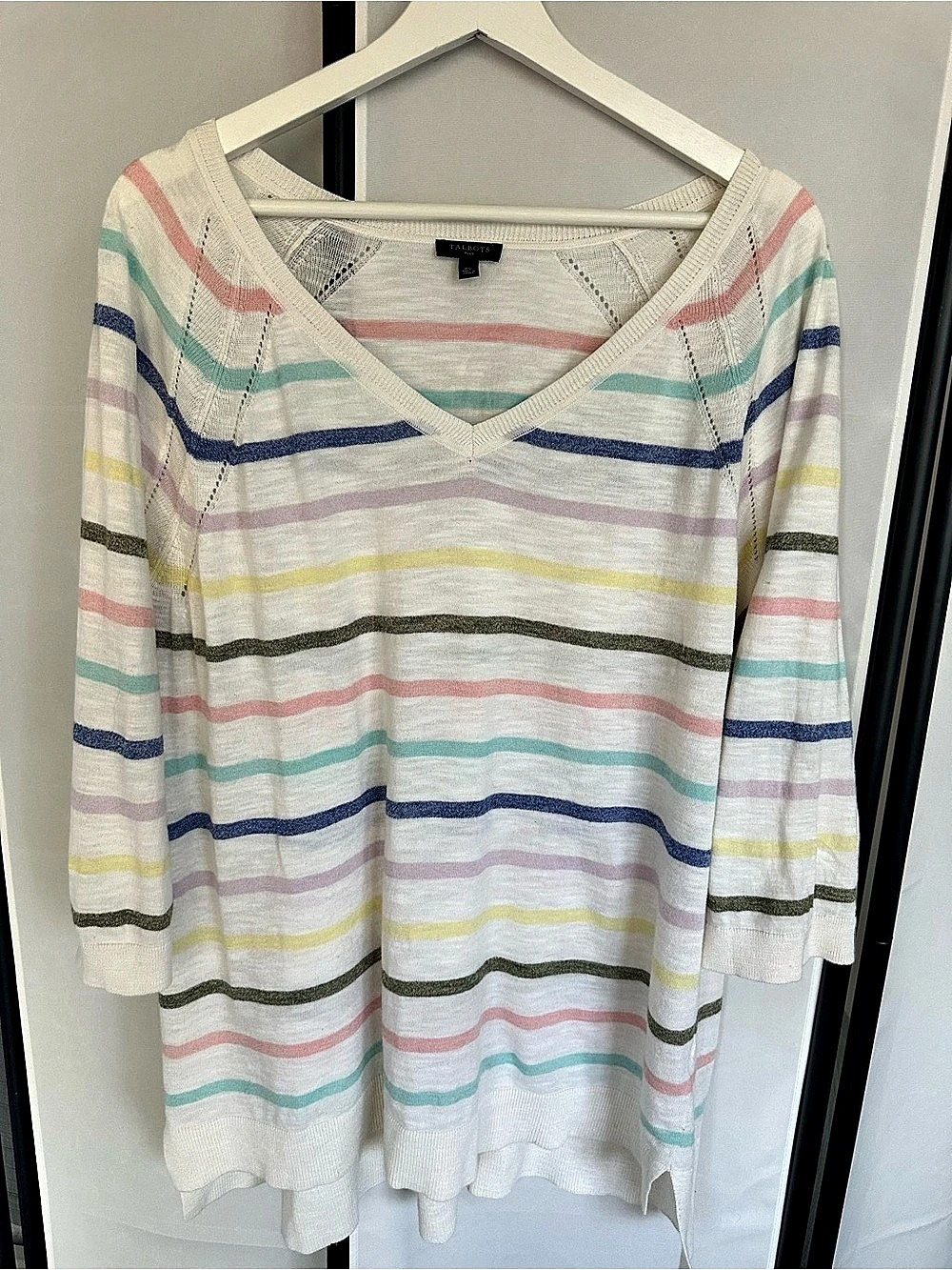 Talbots Striped Cotton Tunic in White & Pink Size 2X